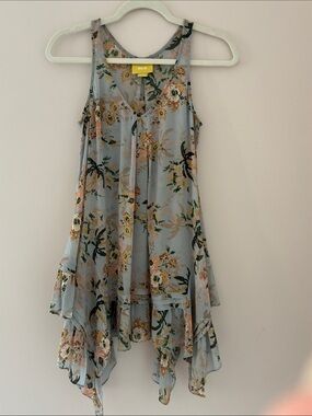 Maeve Light Blue Floral Handkerchief-Hem Dress/Tunic